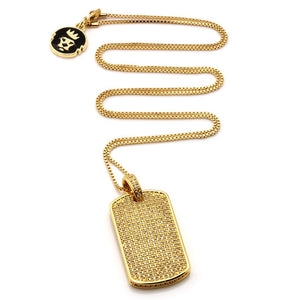 Solid, 18K Gold Mini Dog Tag Necklace