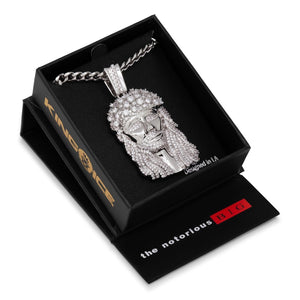 Notorious B.I.G. x King Ice - White Gold Biggie Jesus Necklace